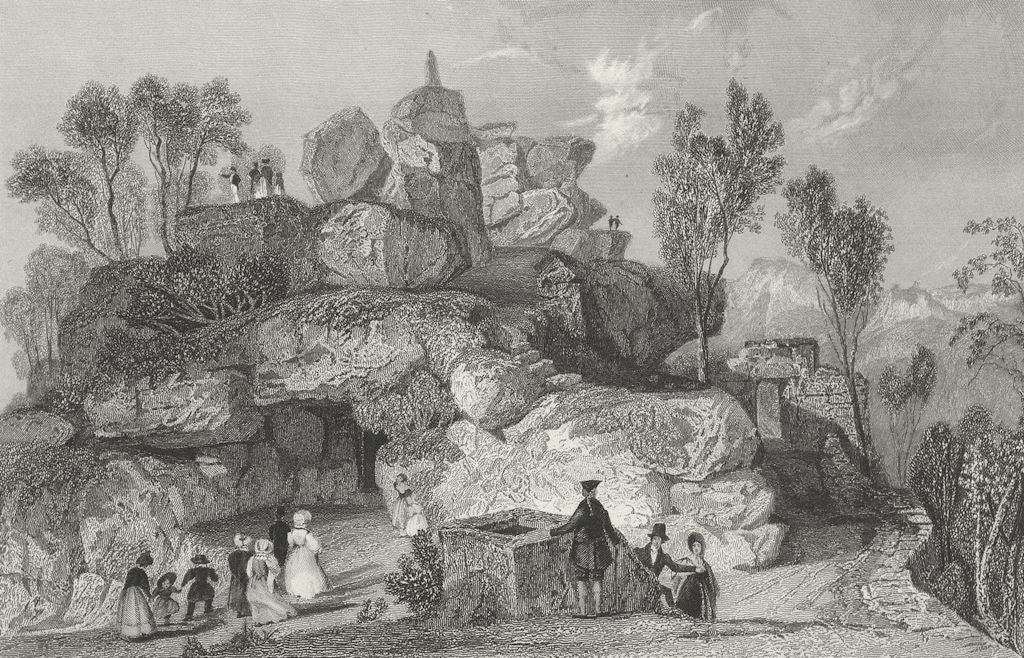 DERBYS. Rooter Roo-Tor Rocks, Derbyshire. Allom 1836 old antique print picture